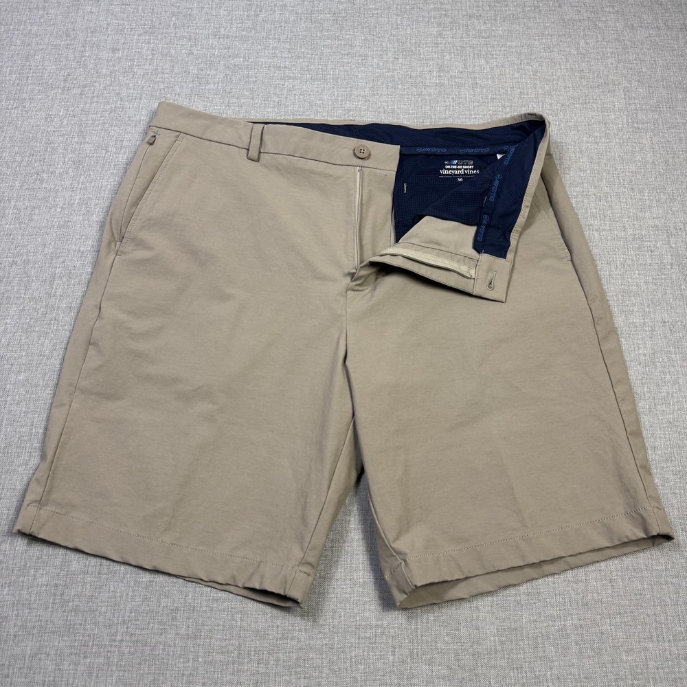 Vineyard Vines Performance 9" Chino Shorts Mens 36 Beige Cotton Nylon Spandex